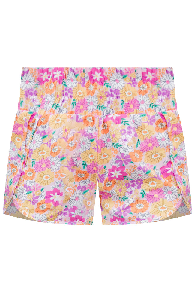 Errands To Run Retro Floral High Waisted Athletic Shorts