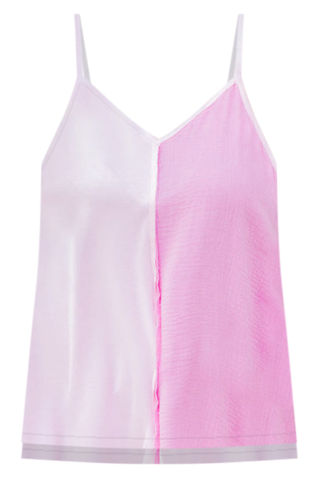 Feeling Great Pink Gauze and Knit Color Block Tank FINAL SALE