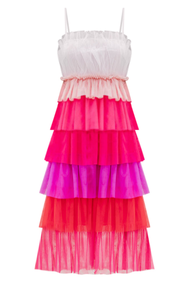 Find Myself Multi Color Tiered Tulle Dress