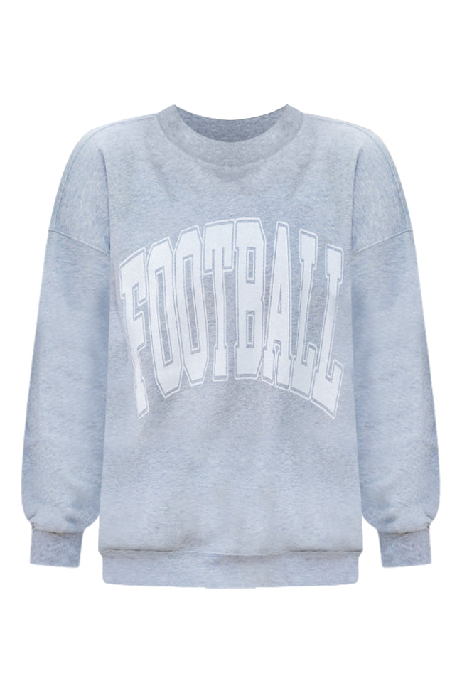 Football Block Grey Oversized Graphic Sweatshirt