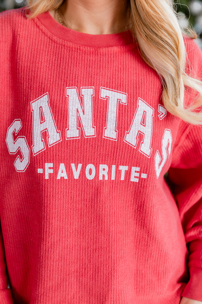 Santa's Favorite Red Corded Graphic Sweatshirt