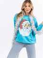 Have Yourself A Merry Little Christmas Aqua Blue Oversized Graphic Sweatshirt