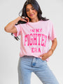 In My Fighter Era Light Pink Oversized Graphic Tee