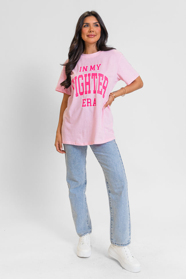 In My Fighter Era Light Pink Oversized Graphic Tee