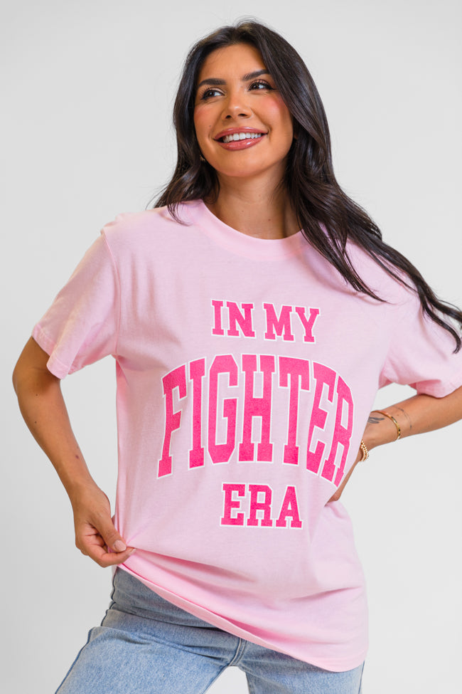 In My Fighter Era Light Pink Oversized Graphic Tee