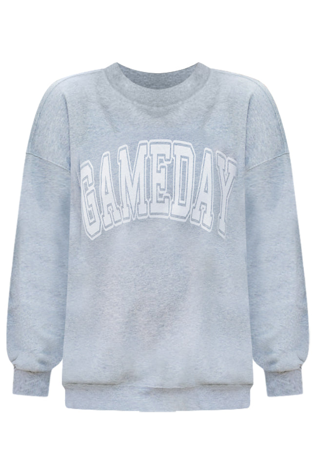 Gameday Block Grey Oversized Graphic Sweatshirt