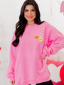 Candy Hearts Conversation Pink Oversized Graphic Sweatshirt