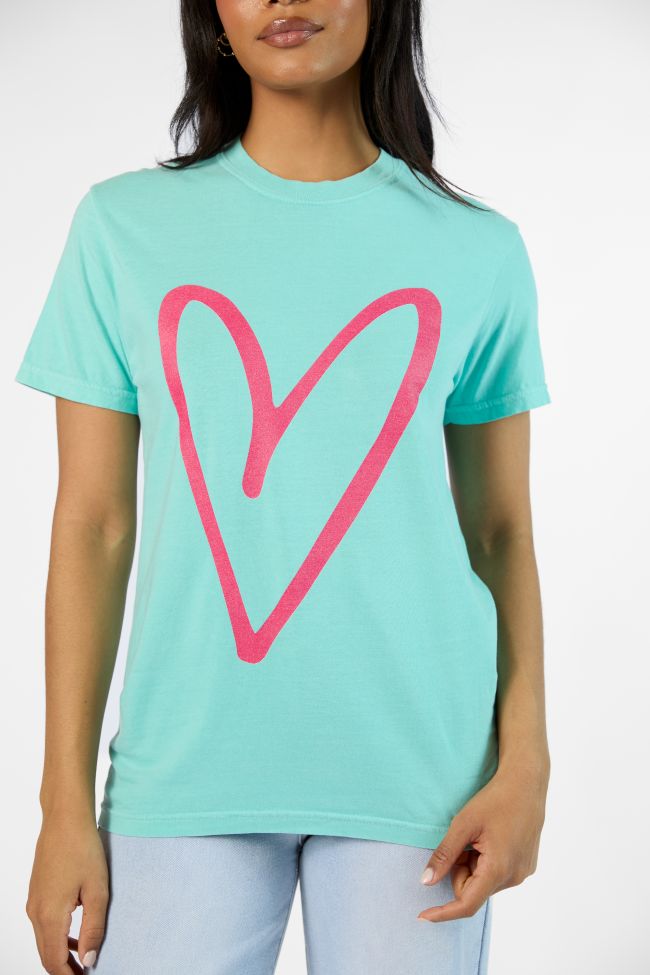 Heart Sketch Chalky Mint Comfort Color Graphic Tee