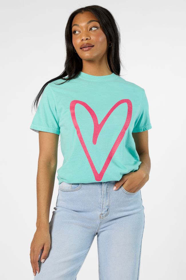 Heart Sketch Chalky Mint Comfort Color Graphic Tee