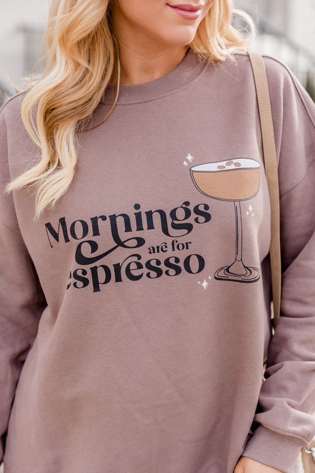 Mornings Are For Espresso Mocha Oversized Graphic Sweatshirt DOORBUSTER