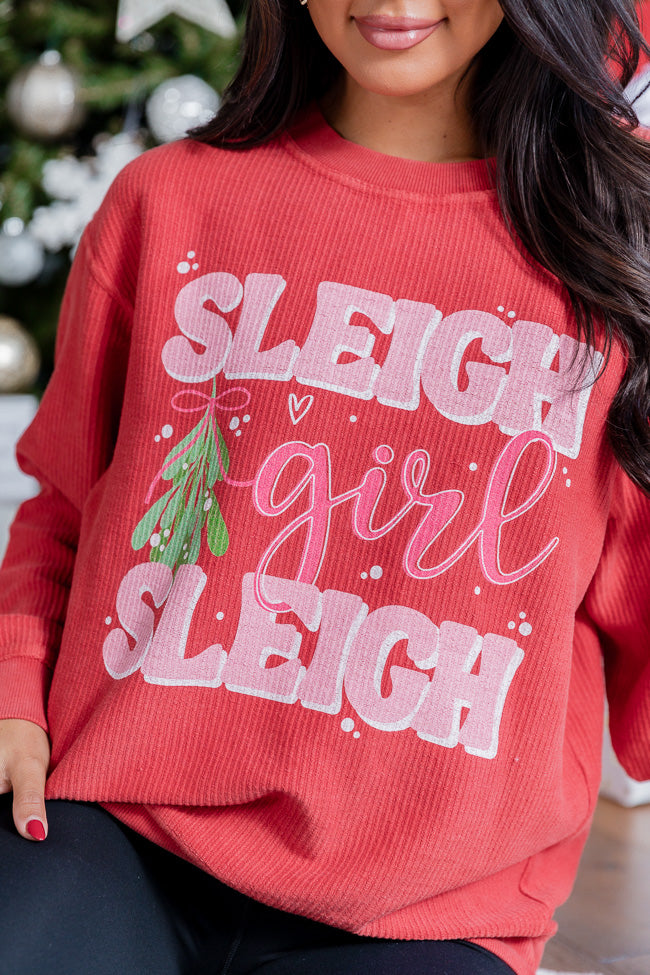 Sleigh Girl Sleigh Red Corded Graphic Sweatshirt