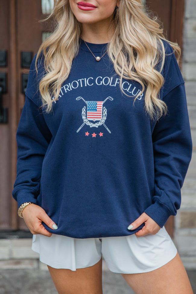 Patriotic Golf Club Navy Oversized Graphic Sweatshirt