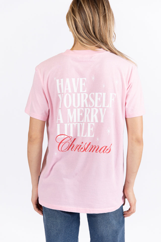 Have Yourself A Merry Little Christmas Light Pink Oversized Graphic Tee