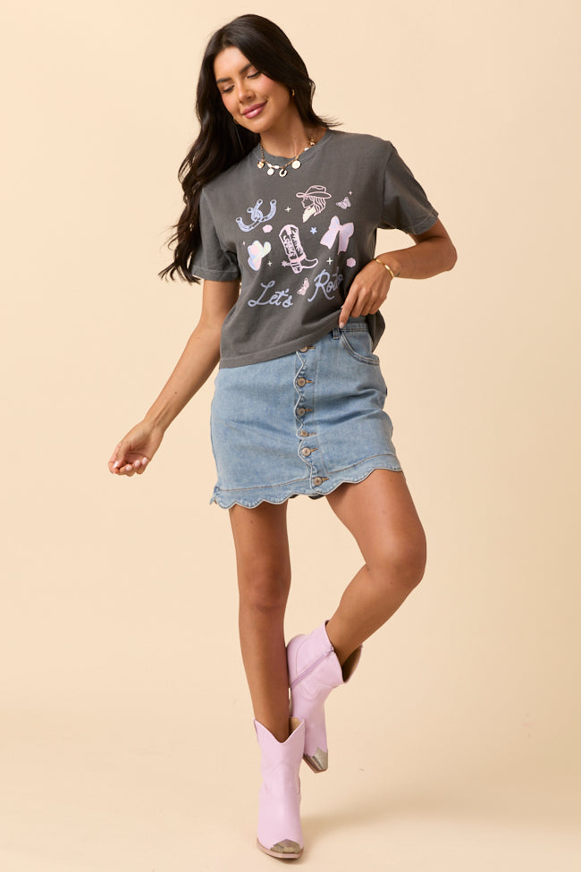 Let's Rodeo Icons Dark Grey Boxy Graphic Tee SALE