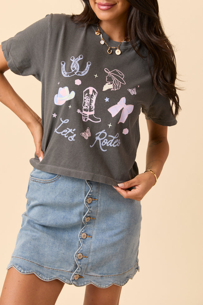 Let's Rodeo Icons Dark Grey Boxy Graphic Tee SALE