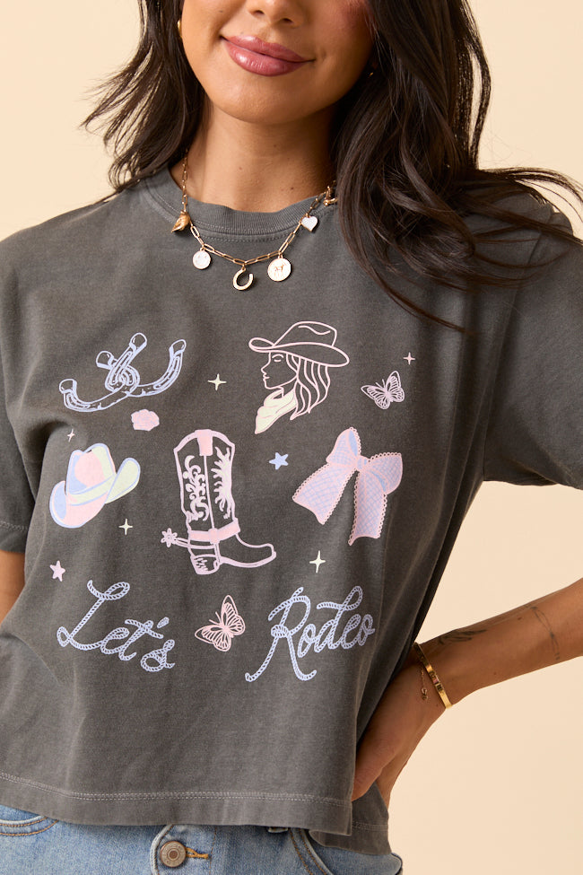Let's Rodeo Icons Dark Grey Boxy Graphic Tee SALE