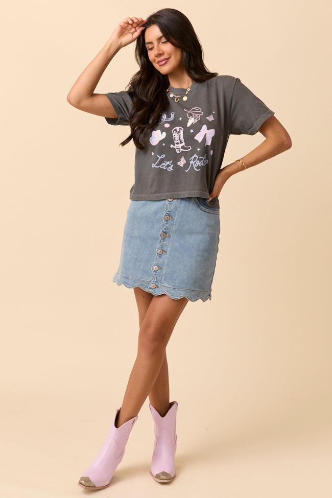 Let's Rodeo Icons Dark Grey Boxy Graphic Tee SALE