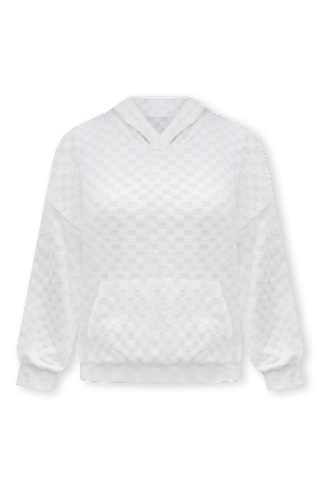 Holding On Ivory Brushed Knit Checkered Hoodie FINAL SALE