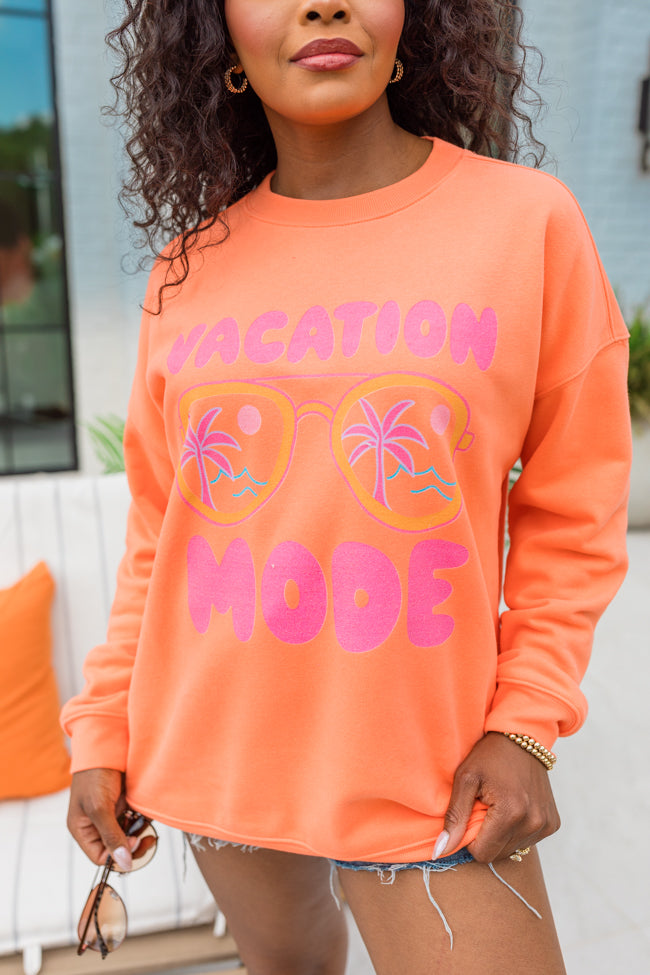 Vacay Mode Coral Oversized Graphic Sweatshirt