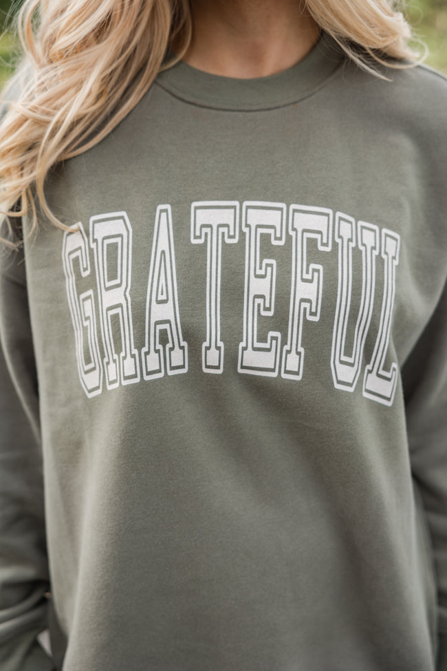 Grateful Olive Oversized Graphic Sweatshirt