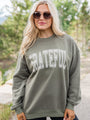 Grateful Olive Oversized Graphic Sweatshirt