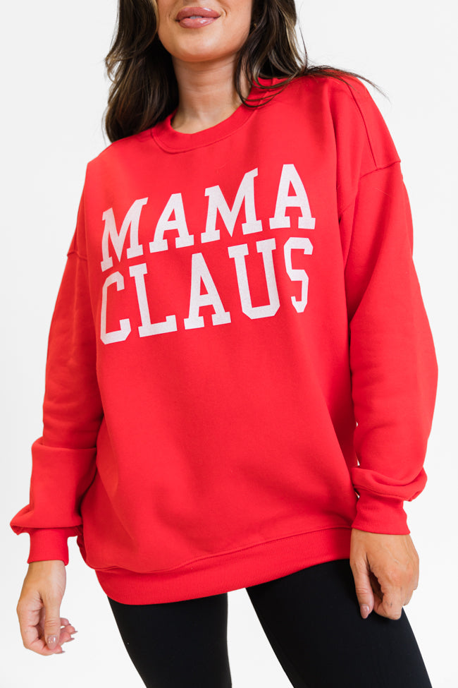 Mama Claus Red Oversized Graphic Sweatshirt