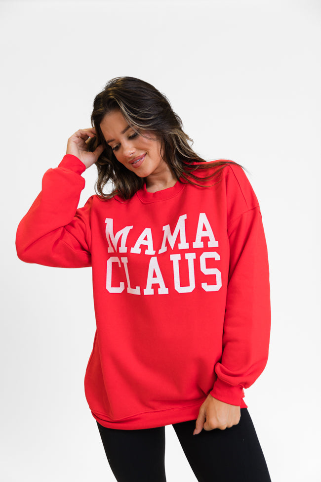 Mama Claus Red Oversized Graphic Sweatshirt