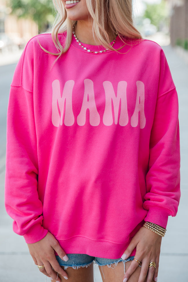 Mama Pink Hot Pink Oversized Graphic Sweatshirt