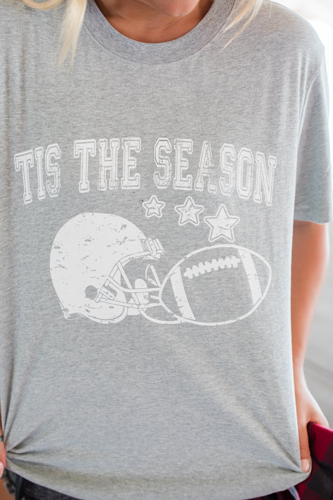 'Tis The Season Football Light Grey Oversized Graphic Tee