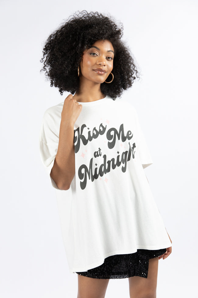 Kiss Me At Midnight Off White Hyfve Oversized Graphic Tee