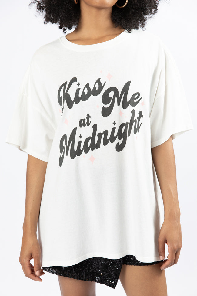 Kiss Me At Midnight Off White Hyfve Oversized Graphic Tee