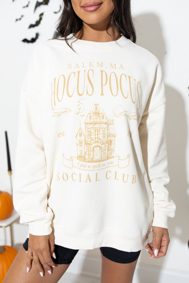 Hocus Pocus Cream Oversized Graphic Sweatshirt