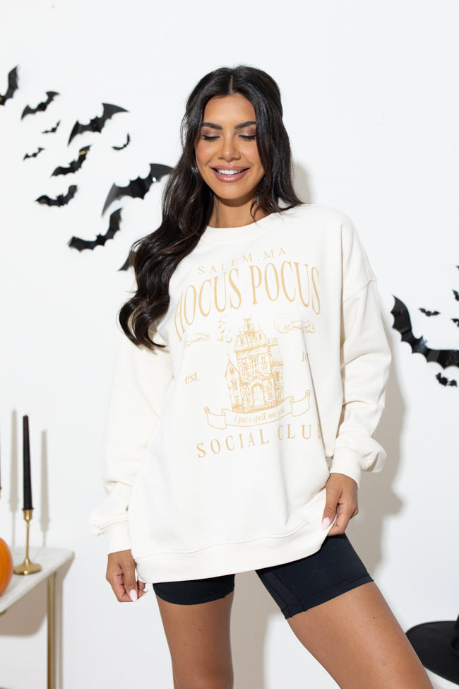 Hocus Pocus Cream Oversized Graphic Sweatshirt