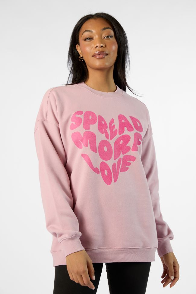 Spread More Love Mauve Oversized Graphic Sweatshirt