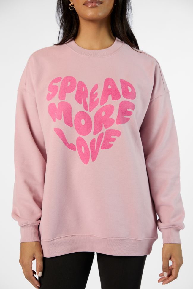 Spread More Love Mauve Oversized Graphic Sweatshirt