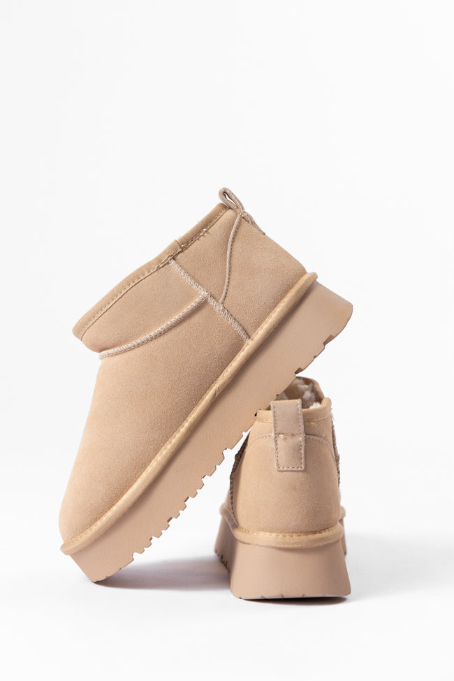 Georgia Light Beige Platform Mini Boots DOORBUSTER