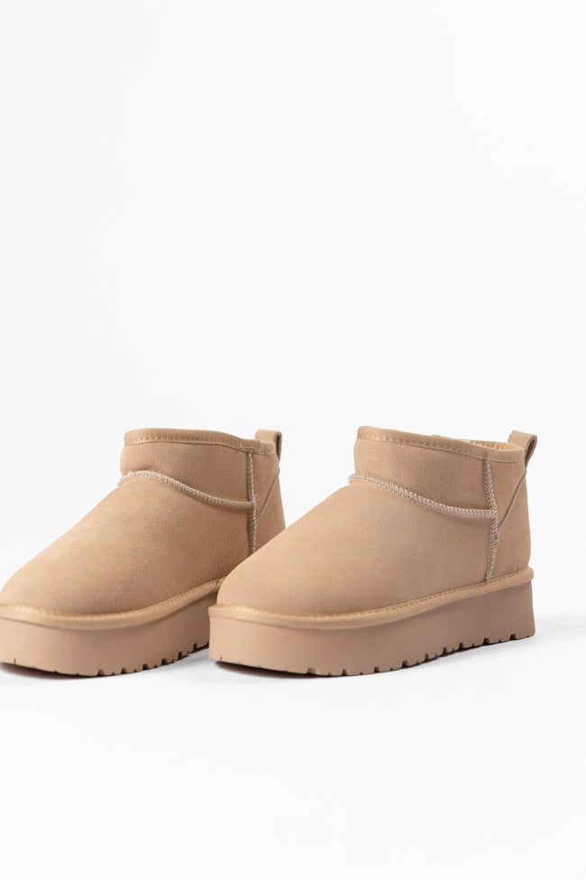 Georgia Light Beige Platform Mini Boots DOORBUSTER