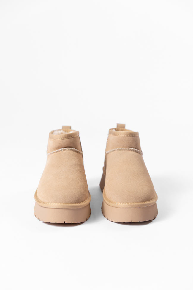 Georgia Light Beige Platform Mini Boots DOORBUSTER