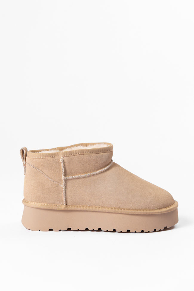 Georgia Light Beige Platform Mini Boots DOORBUSTER