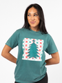 Checkered Christmas Tree Emerald Comfort Colors Graphic Tee DOORBUSTER