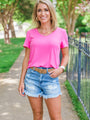 Plain Jane Pink V-Neck Tee Kalee Rogers X Pink Lily