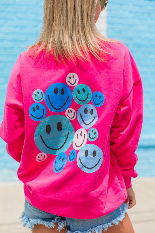 Emojis For Days Hot Pink Oversized Graphic Sweatshirt