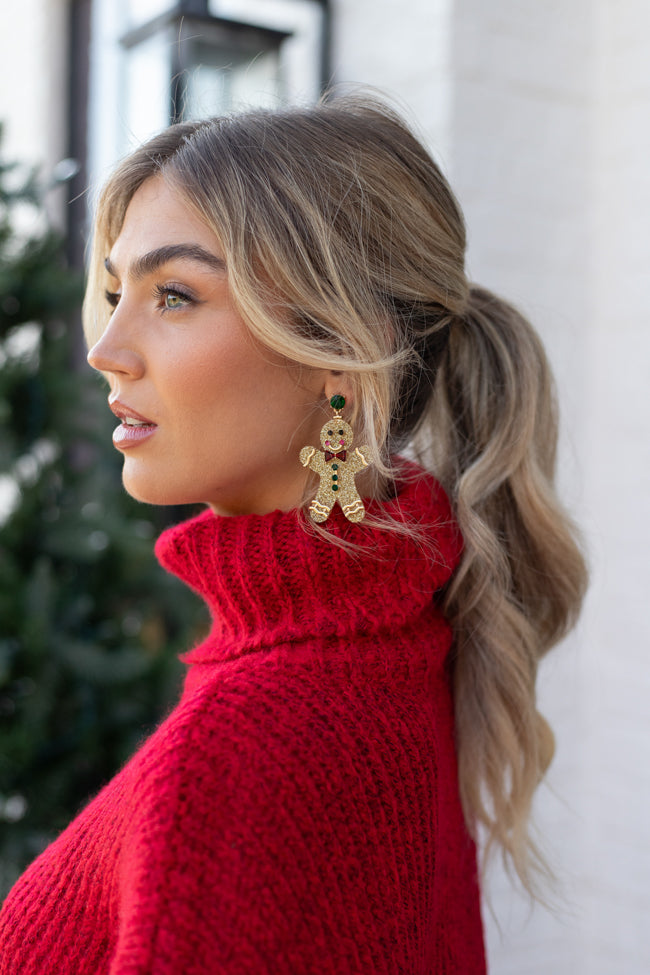 Christmas Glitter Gingerbread Man Earrings