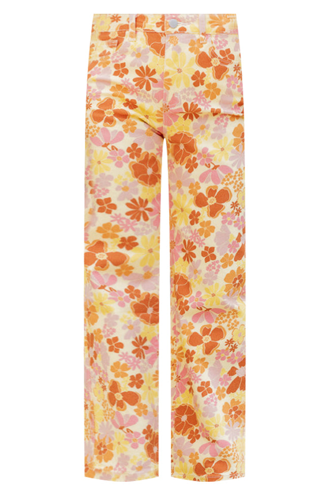 I'm A Little Busy Pink And Yellow Floral Pants
