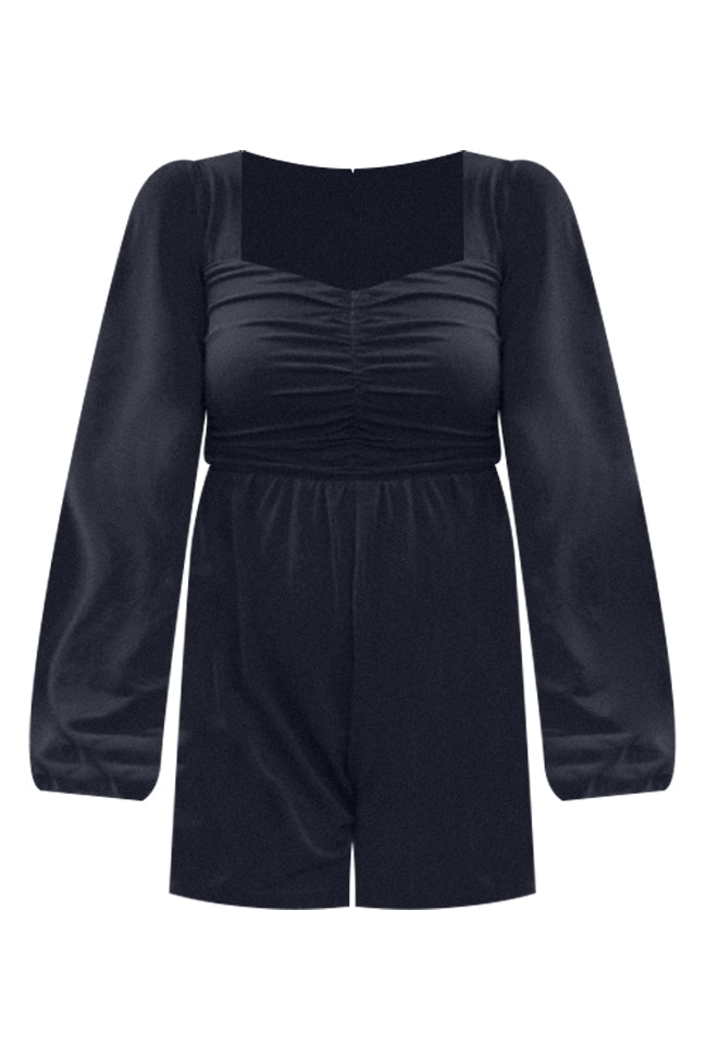 I'm All Yours Black Ruched Romper FINAL SALE