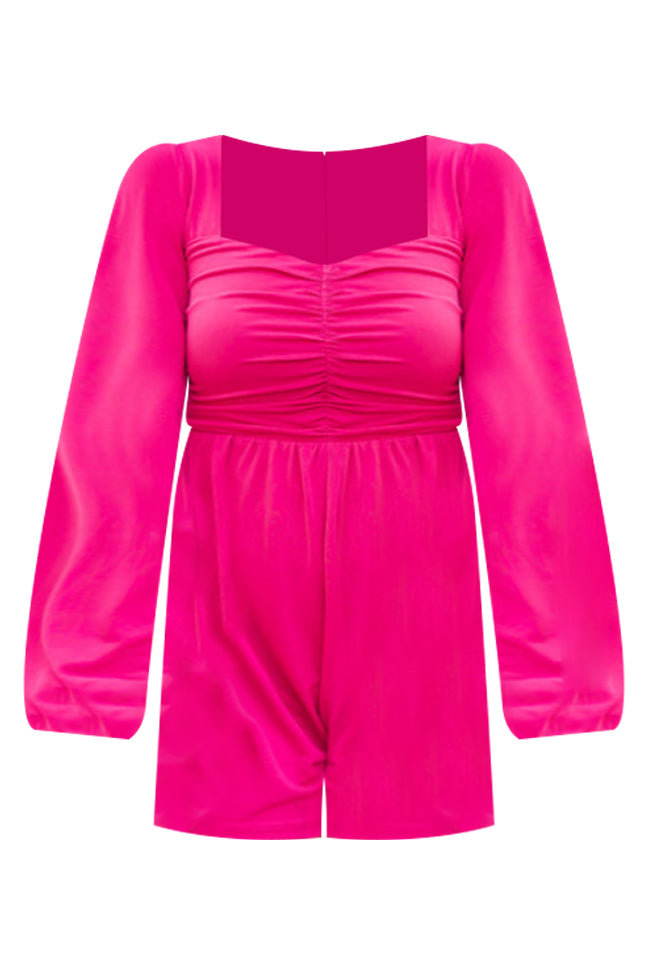 I'm All Yours Fuchsia Ruched Romper FINAL SALE