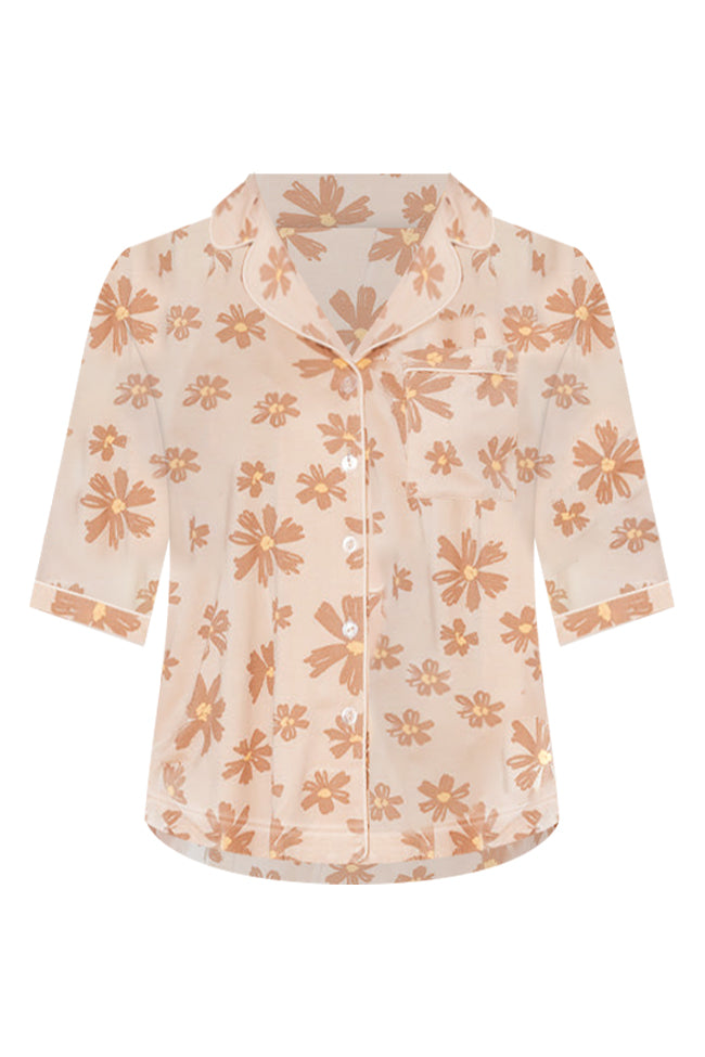 In Love With Me Brown Floral Pajama Top