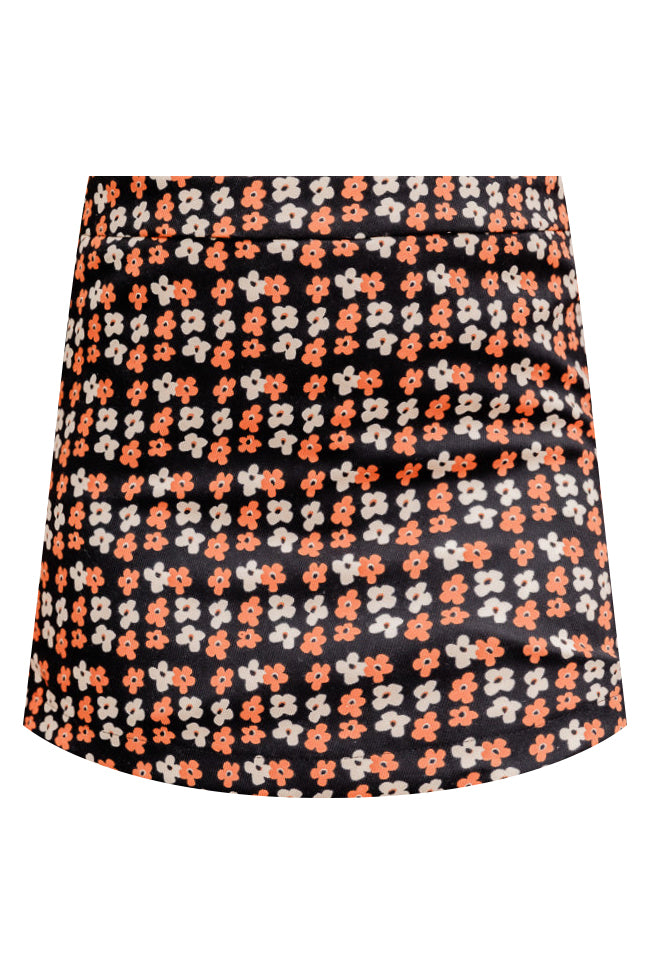 It's Time To Go Black And Brown Floral Print Cord Skort FINAL SALE