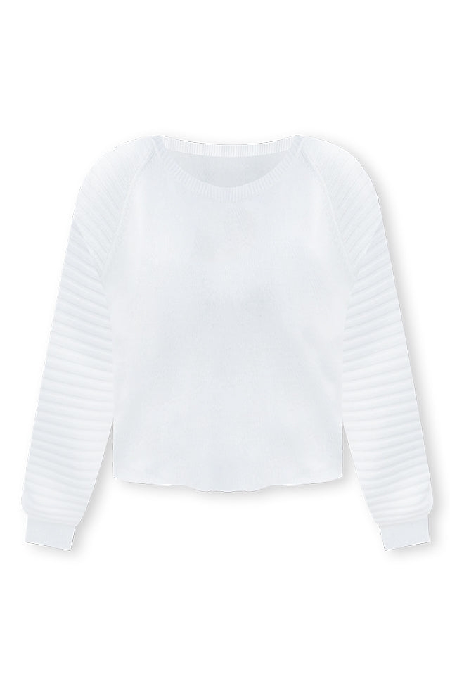 It's Up To You Cream Ribbed Sleeve Sweater