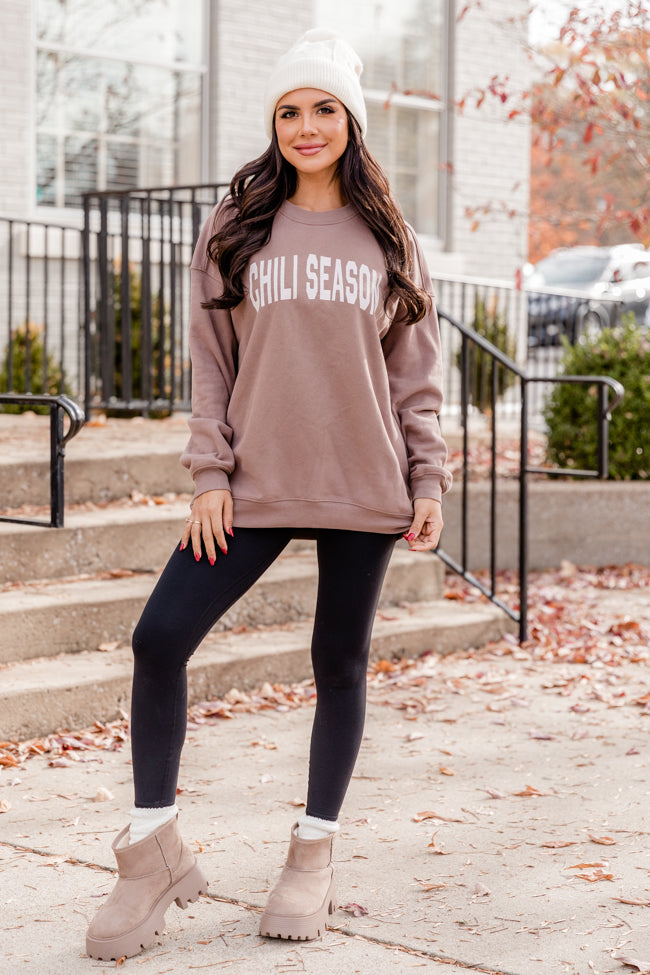 Chili Season Mocha Oversized Graphic Sweatshirt DOORBUSTER